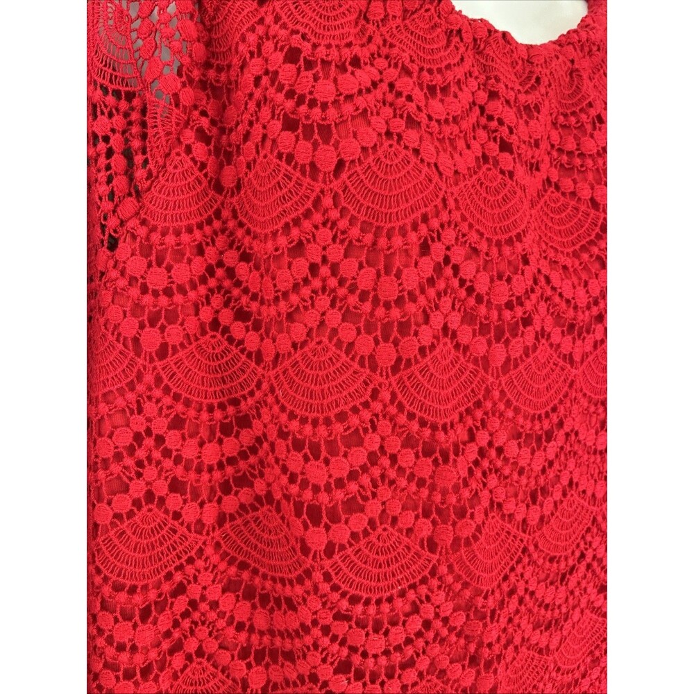 Talbots RSVP Off Shoulder Top XL Red Cotton Crochet Lace Scalloped Romantic Chic - Picture 3 of 14